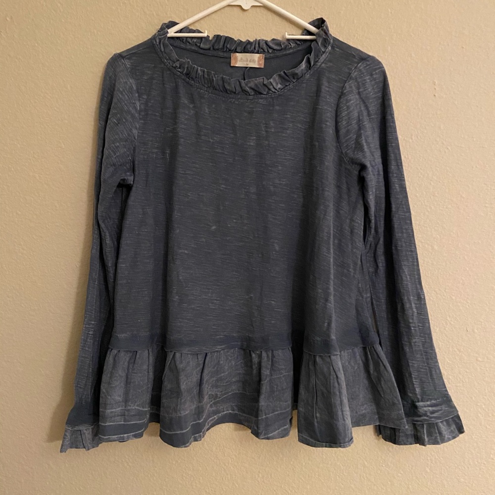 Powder blue top with ruffles